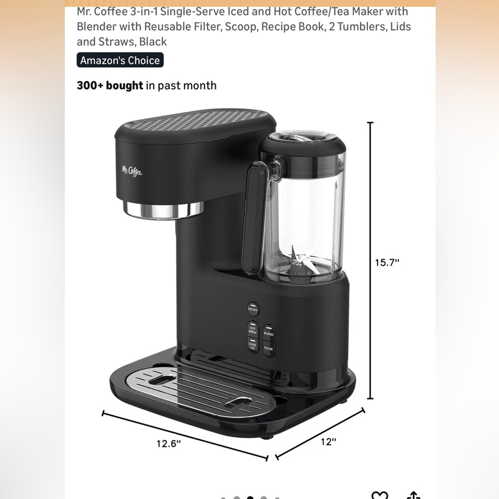 Mr. Coffee Black 3 in 1 Coffee Maker. Hot, Iced or Frappes with 3 Original Cups! - Picture 10 of 12